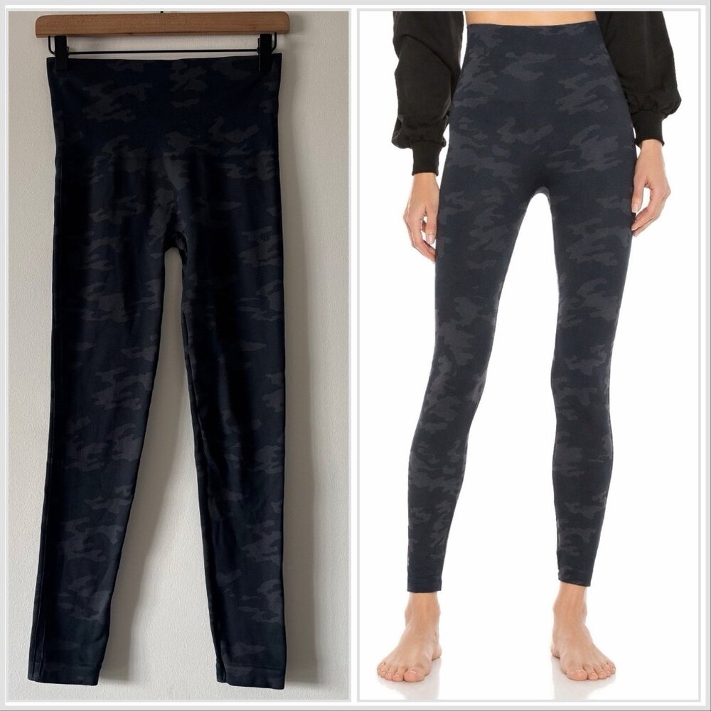 SPANX Black Camo Look At Me Now High-Waisted Leggings Sz Medium Gym Workout Yoga